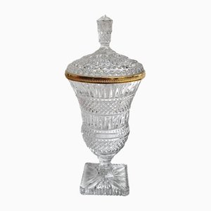Vintage Hand Cut Crystal Vase with Lid