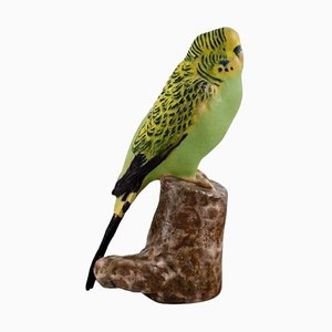 Figura de fayenza pintada a mano de Jeanne Grut para Royal Copenhagen, Budgerigar