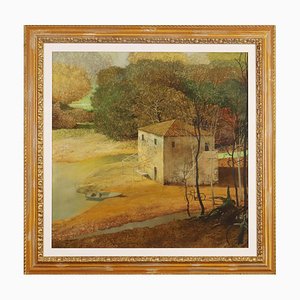 Alessandro Tofanelli, pintura de paisaje, siglo XX, óleo sobre lienzo, enmarcado