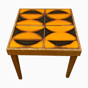 Mid-Century Square Flower Stool with Tiled Top on Wooden Legs, 1950s