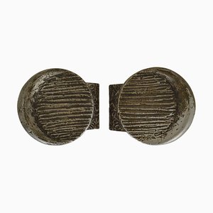 Maniglie rotonde brutaliste in alluminio e bronzo, set di 2