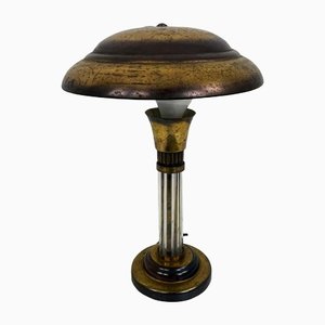 Lámpara de mesa Art Déco de latón con varillas de vidrio