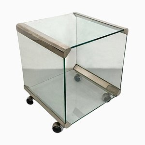 Italian Modern Steel Glass Double Shelf Coffee Table by Gallotti & Radice, 1970s