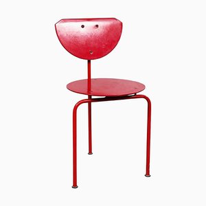 Mid-Century Italian Red Wood and Metal Alien Chair by Forcolini for Alias, 1980s