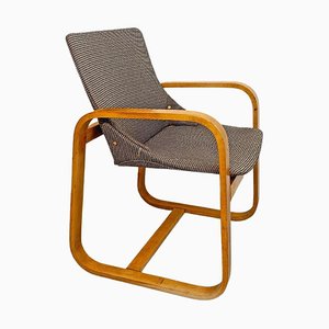 Mid-Century Modern Italian Solid Wood and Grey Fabric Armchair, 1960s