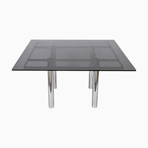 Mid-Century Andre Glass and Steel Dining Table by Tobia Scarpa for Gavina, Italy