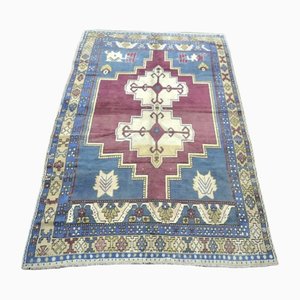 Tapis Vintage Reteint Rouge et Bleu