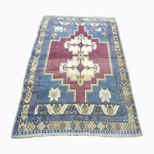 Vintage Red and Blue Overdyed Rug
