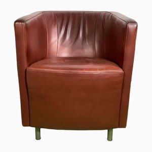 Vintage Club Chair with Cognac-Colored Leather, 1980s