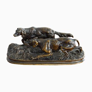 Small Hunting Dogs Sculpture in Bronze