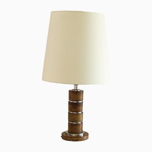 Cylindrical Lamp in Walnut and Nickel