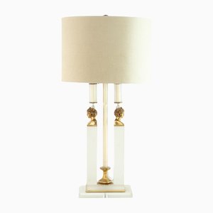 Neoclassical Style Lamp in Acrylic Glass and Brass, 1970s