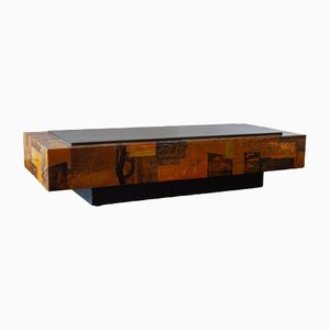 Patchwork Coffee Table in Lacquered Copper, 1970s