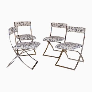 Italian Folding Chairs in Chrome, 1970s, Set of 4