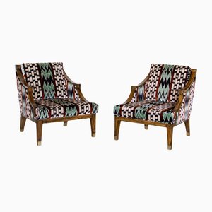 Rosewood Armchairs in the Style of Jean Michel Frank, 1970s, Set of 2