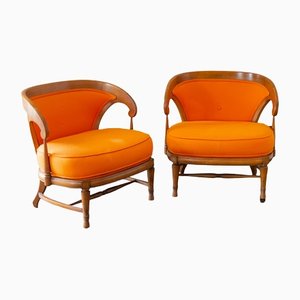 Chairs with Wooden Frame, 1970, Set of 2