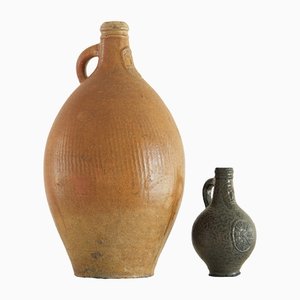 Small Antique Bellarmine Jug in Dark Stoneware