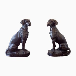 Bronze Seated Pointers after Alfred Jacquemart, Set of 2