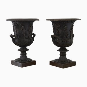 Antique Grand Tour Urns in Bronze, Set of 2
