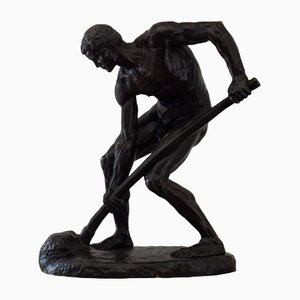 Große antike französische À La Terre Figur aus Bronze von A. Boucher
