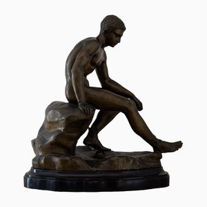 Antique Figure of Seated Mercury in Bronze