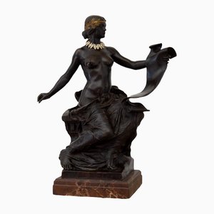 Antique Allegorical Figure in Bronze by Georges Bareau