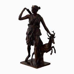 Antique French Figure of Diana the Huntress in Bronze