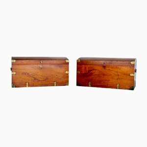 Antique Dome Topped Trunks in Camphor Wood, Set of 2