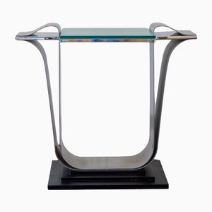Console Table in Steel with Glass Top by Jay Spectre, 1980s