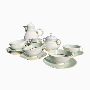 White Porcelain Tea Set from Limoges A. Vignaud, Set of 15