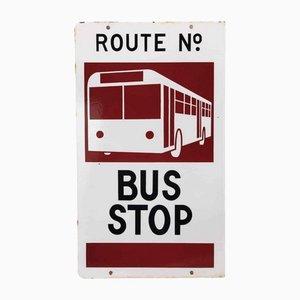 Doppelseitiges emailliertes australisches Bus Stop Schild, 1960er