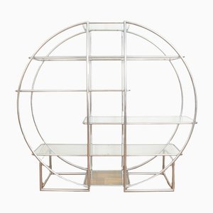 Bauhaus Regal aus verchromtem Metall & Glas, Deutschland, 1950er
