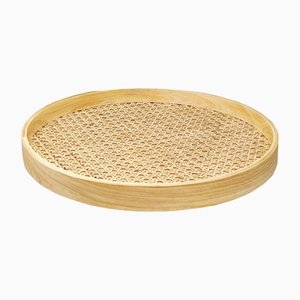 Round Tray in Viennese Straw, Italy, 1950s