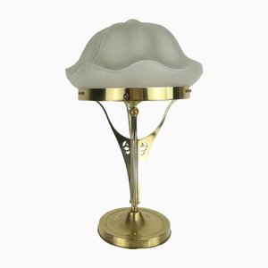 Lampada da tavolo viennese con paralume in vetro, anni '30