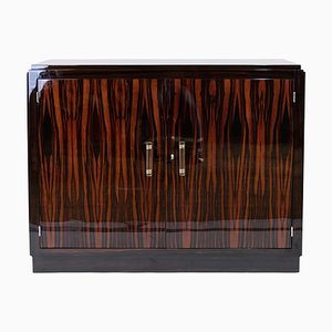 French Art Deco Sideboard with Macassar Veneer & Black Lacquer Body, 1930s