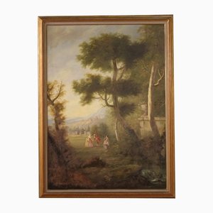 Gallant Landschaftsszene, 20. Jh., Öl auf Leinwand, Gerahmt