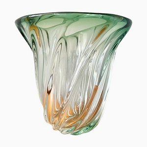 Green Glass Vase by Val St Lambert