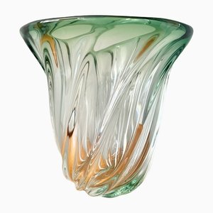 Green Glass Vase by Val St Lambert