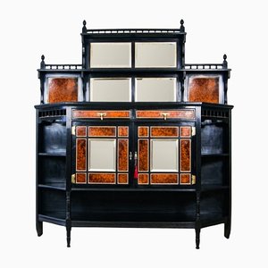 Antique Victorian Ebonised Mirrored Chiffonier Cupboard from Charles Meeking & Co London