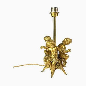 Lámpara de mesa Bacchus Putti de bronce, década de 1900