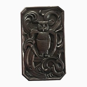 Hand-Carved Wood Relief of an Owl, 1900s