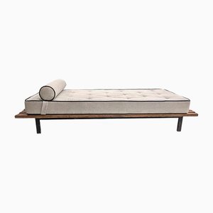 Cansado 13 Slat Bench with Cushion and Mattress in Grey Fabric by Charlotte Perriand for Steph Simon