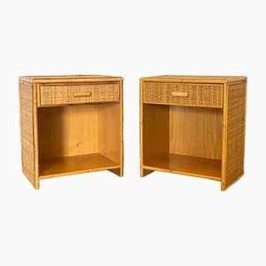 Bedside Tables in Bamboo, 1970s, Set of 2
