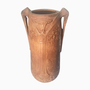 Vase Art Nouveau en Céramique Non Émaillée