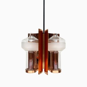 Mid-Century German Glass and Copper Pendant Lamp from Cosack, 1960s