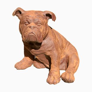 Escultura de bulldog inglés de hierro fundido, años 70