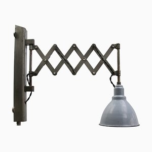Industrial Dutch Grey Enamel Iron Scissor Wall Work Lamp