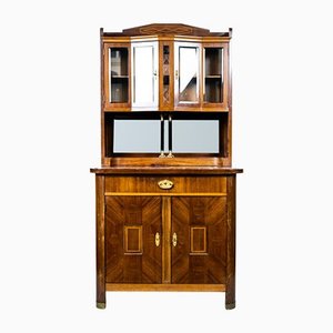 Ornamental Art Nouveau Inlaid Credenza with Marble top