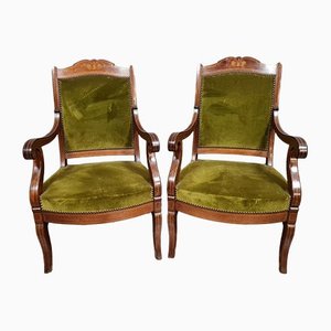 Charles X Empire Stühle aus Mahagoni & Intarsien, 1810-1820, 2er Set