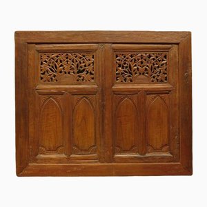 Indian Decorative Wooden Wall Panel or Headboard, 1930s